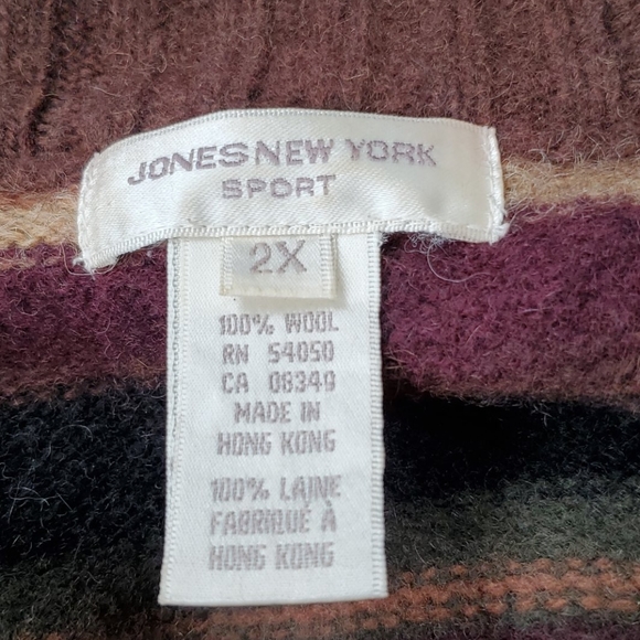 Jones New York Wool Cardigan Striped Sweater 2X - Picture 4 of 4